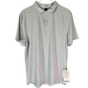 Lululemon Evolution Short Sleeve Polo Mens Large Heathered Chambray Blue NWT